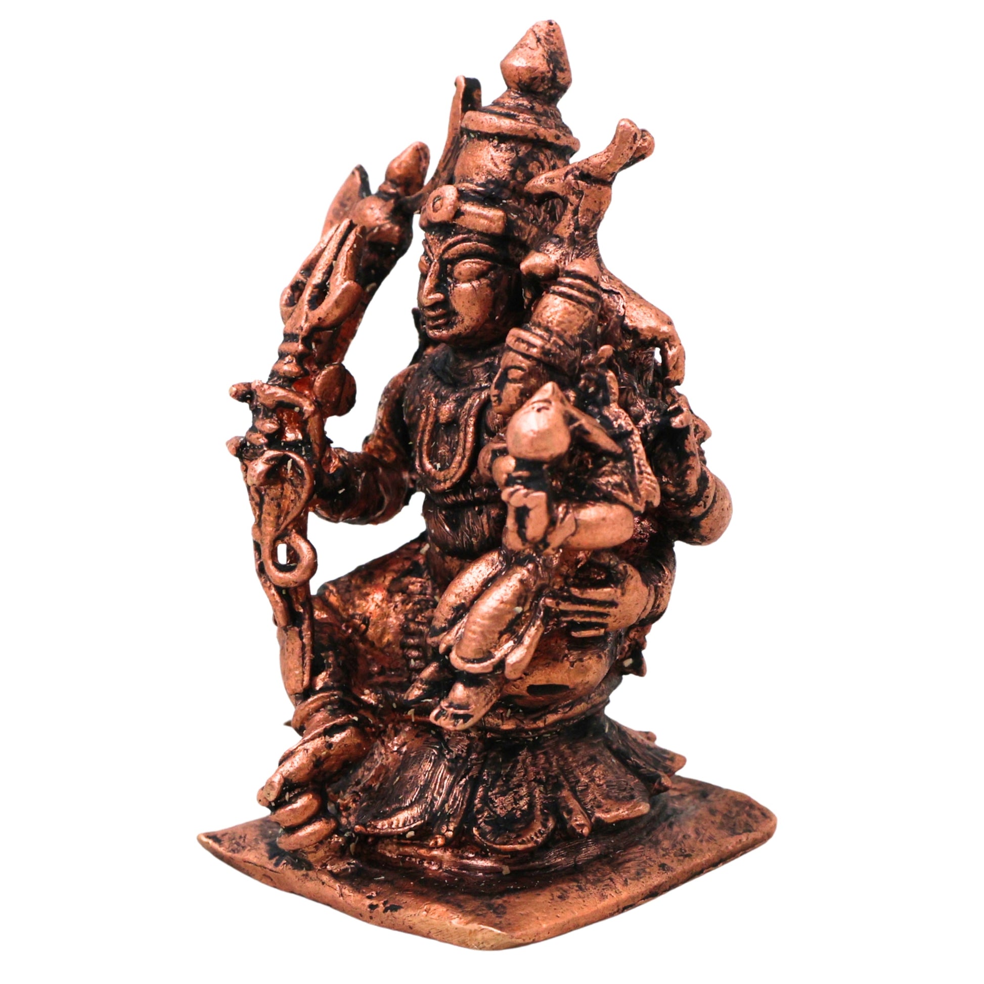 Copper Shiva Parvati Uma Maheshwara Gauri Shankar Shiv Shakti Murti Idol for Pooja Home Decor, Brown, 3 Inch, 1 Piece