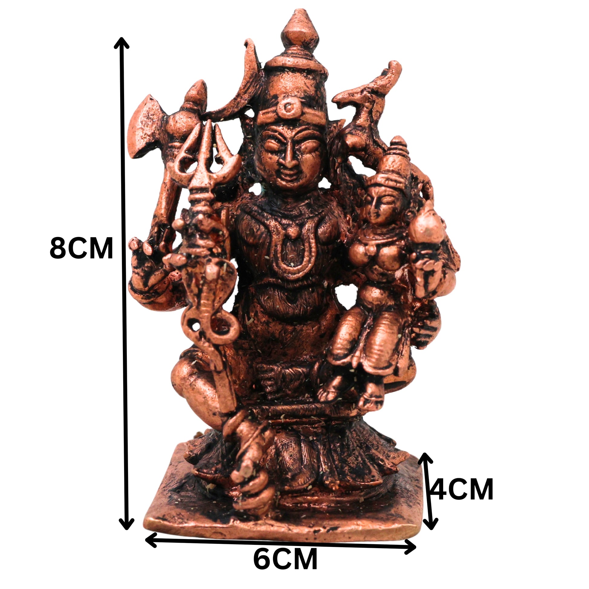 Copper Shiva Parvati Uma Maheshwara Gauri Shankar Shiv Shakti Murti Idol for Pooja Home Decor, Brown, 3 Inch, 1 Piece