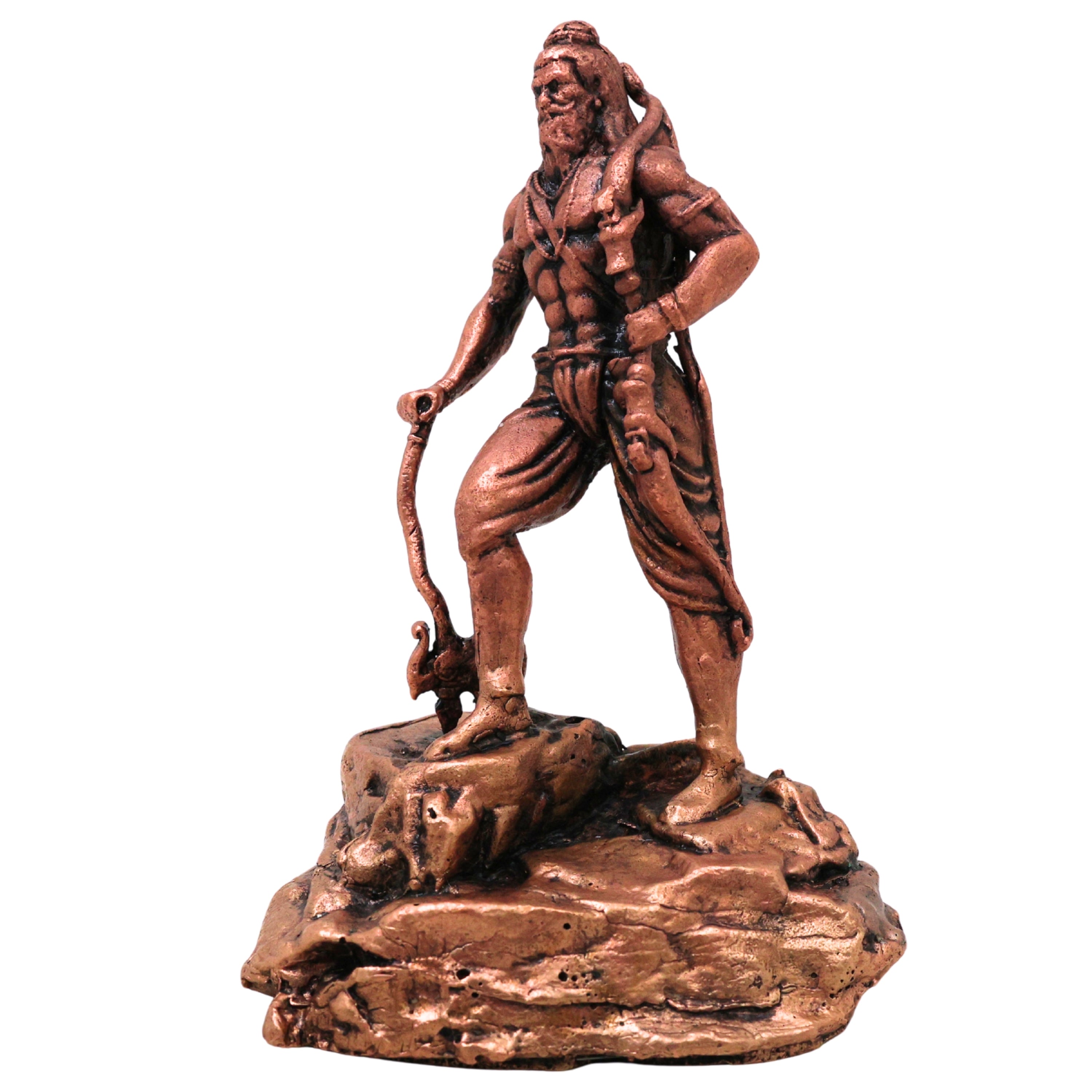 Copper Parashurama Idol Bhargava Rama Vishnu Avatar Murti Statue for Pooja Home Decor Gift, Brown, 4.5 Inch, 1 Piece