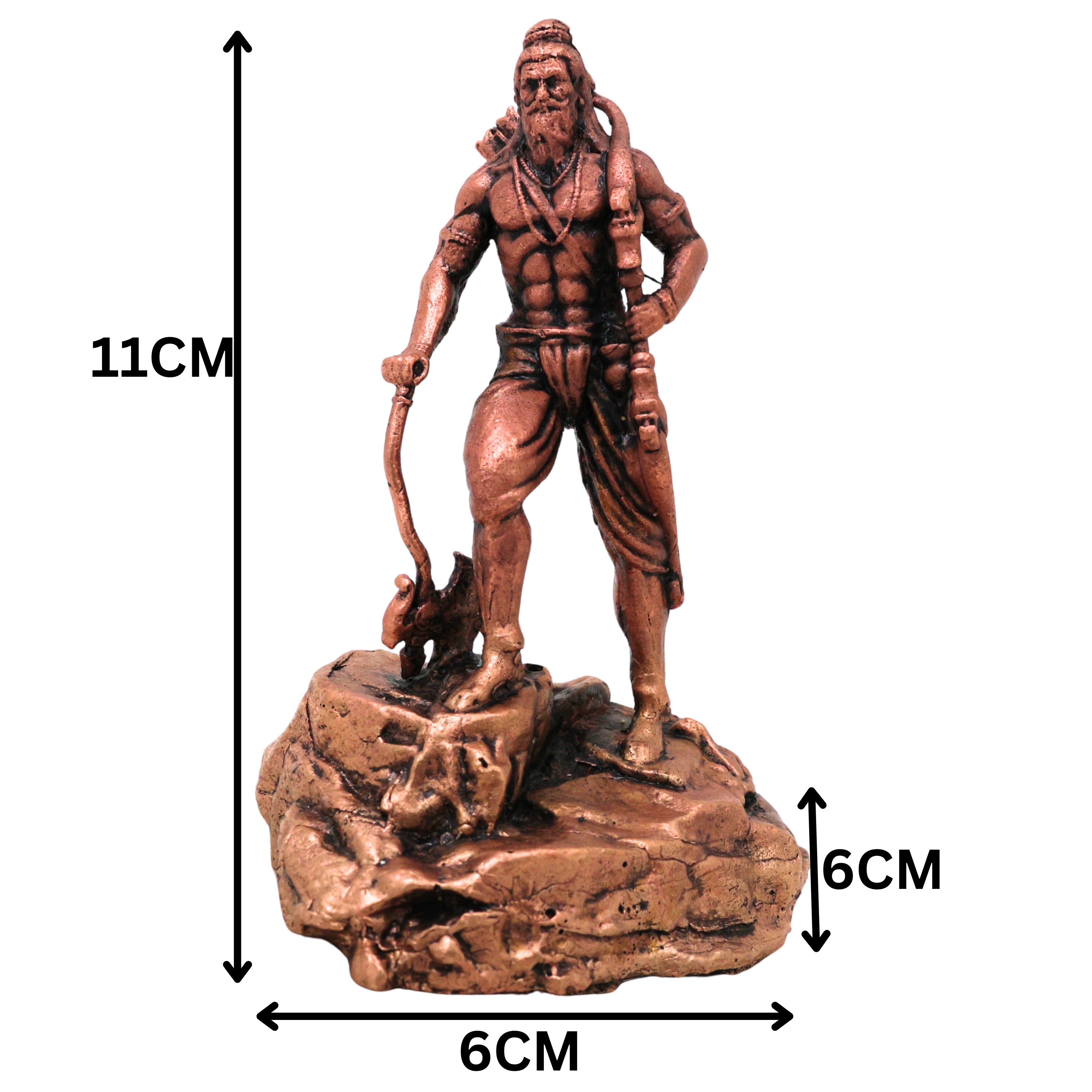 Copper Parashurama Idol Bhargava Rama Vishnu Avatar Murti Statue for Pooja Home Decor Gift, Brown, 4.5 Inch, 1 Piece