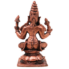 Copper Mahalakshmi Lakshmi Devi Murti Idol Tamra Lakshmi Mata Kamala Padma Vigraha for Pooja Decor Gift, Brown, 4 Inch, 1 Piece