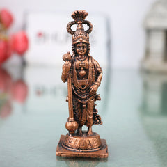 Copper Udupi Sri Krishna Idol Bal Gopal Govinda Murti Tamra Vigraha Puja Mandir Home Decor Gift Sculpture , Brown, 2.5 Inch, 1 Piece