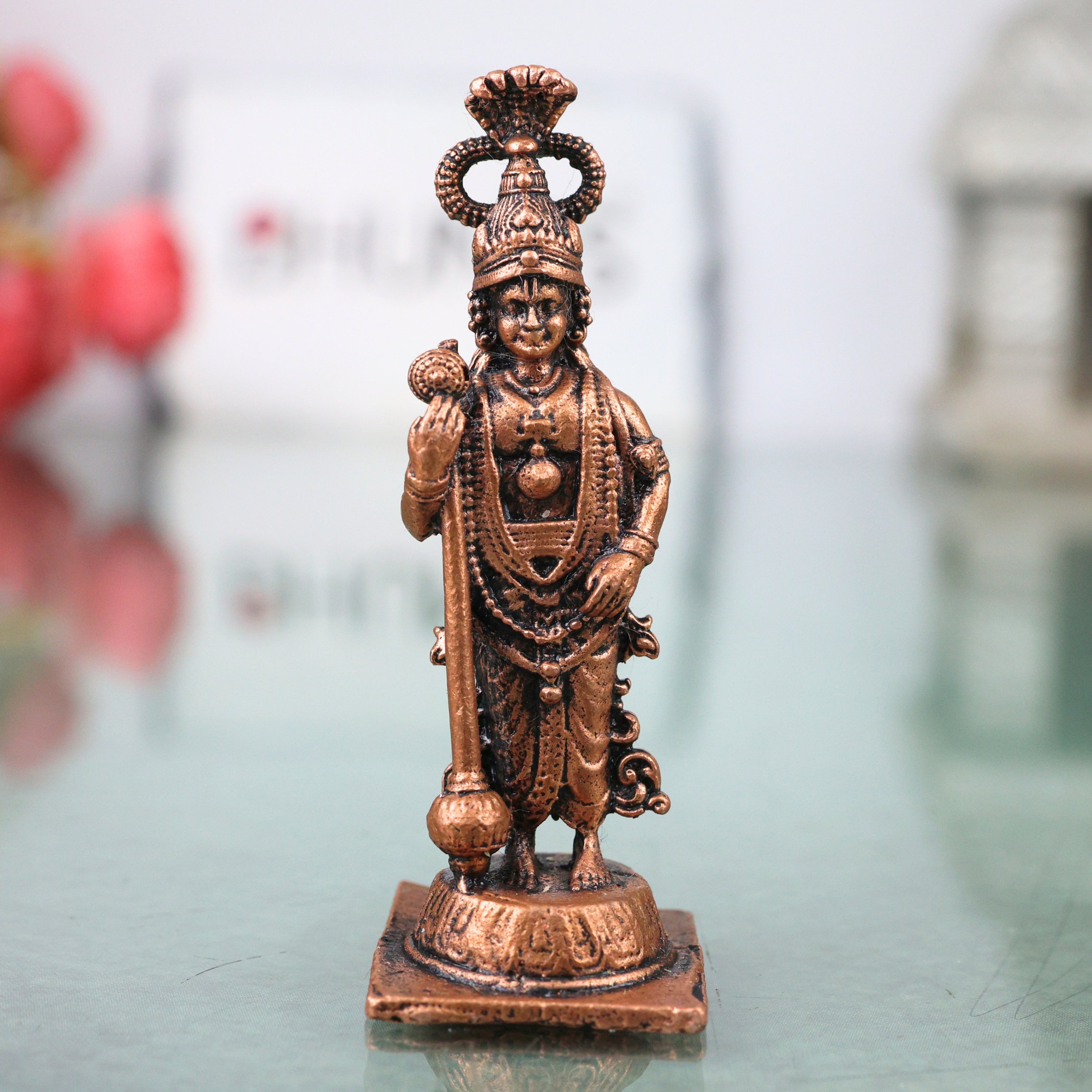 Copper Udupi Sri Krishna Idol Bal Gopal Govinda Murti Tamra Vigraha Puja Mandir Home Decor Gift Sculpture , Brown, 2.5 Inch, 1 Piece