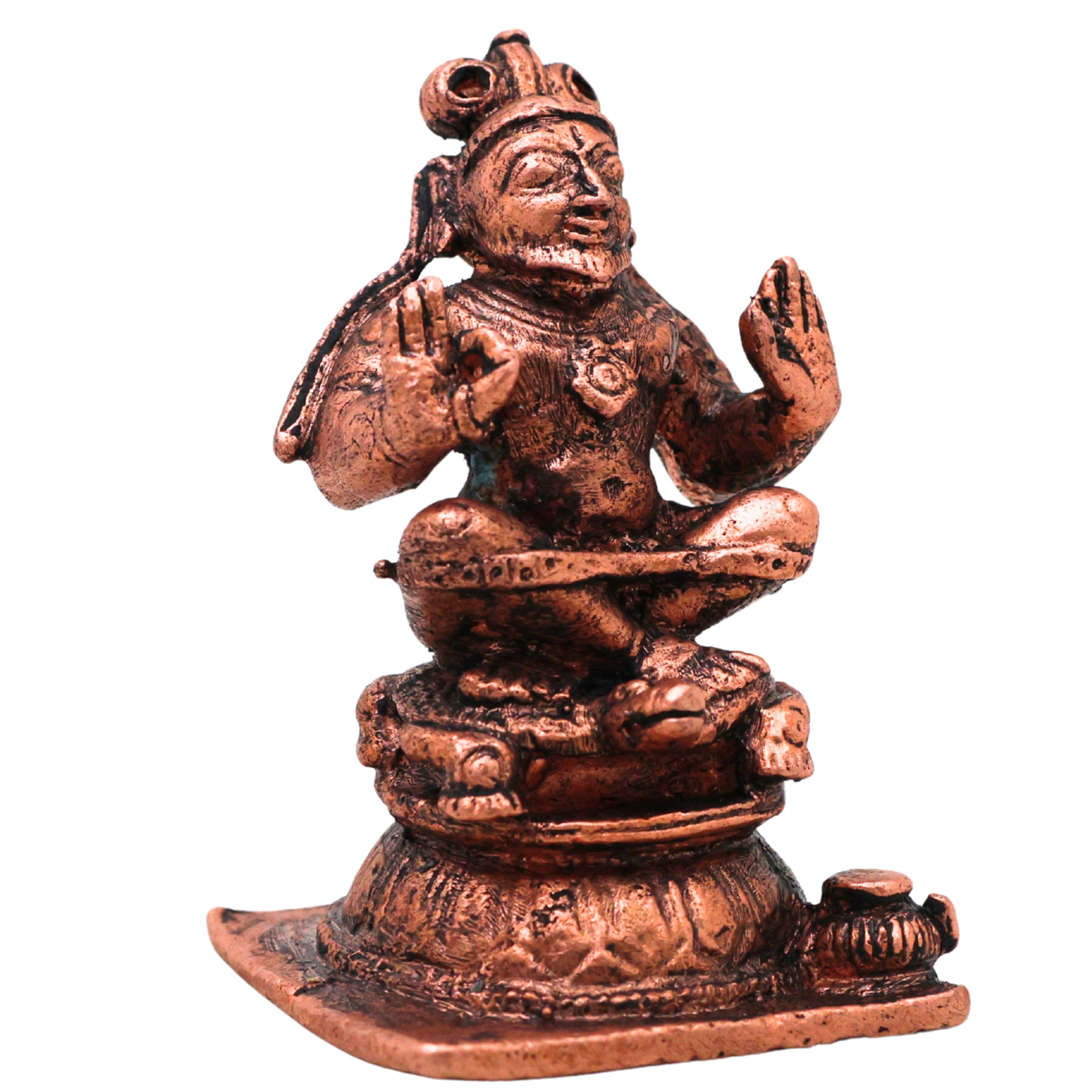 Copper Agastya Muni Agathiyar Siddhar Idol Tamra Vigraha Puja Murti Statue Home Decor Gift , Brown, 2.5 Inch, 1 Piece