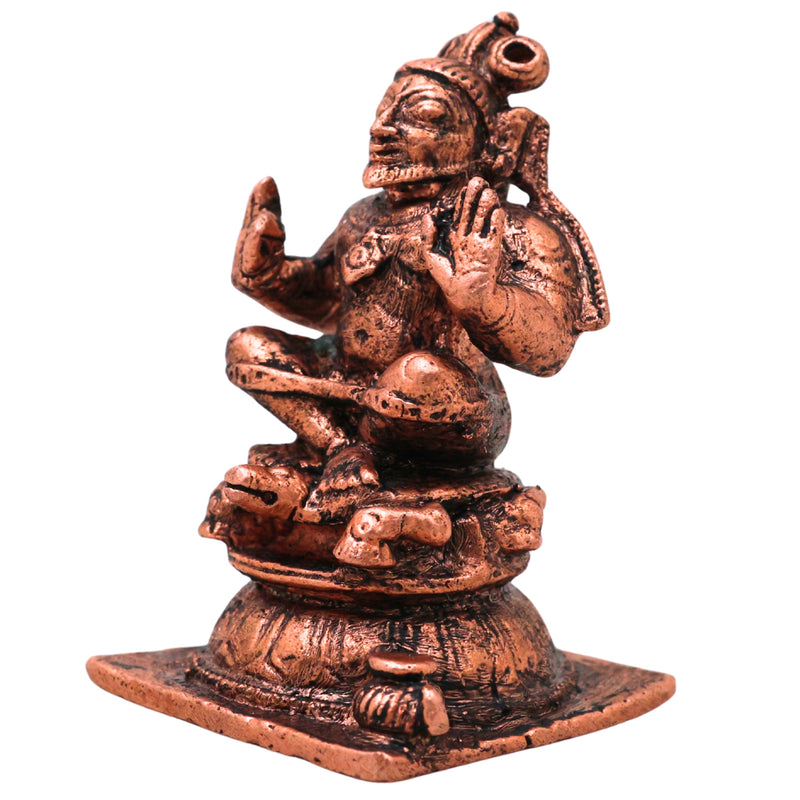 Copper Agastya Muni Agathiyar Siddhar Idol Tamra Vigraha Puja Murti Statue Home Decor Gift , Brown, 2.5 Inch, 1 Piece