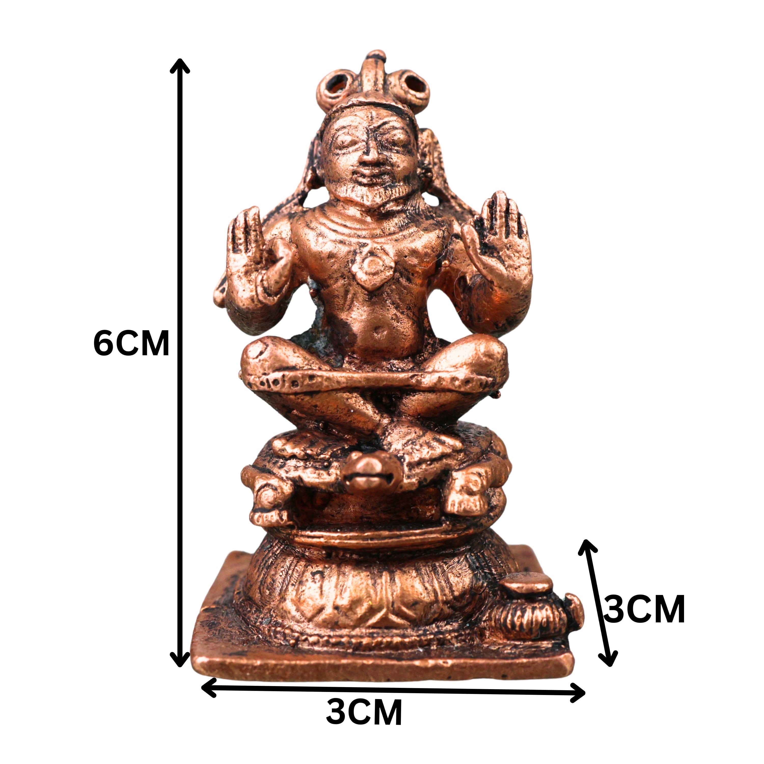 Copper Agastya Muni Agathiyar Siddhar Idol Tamra Vigraha Puja Murti Statue Home Decor Gift , Brown, 2.5 Inch, 1 Piece