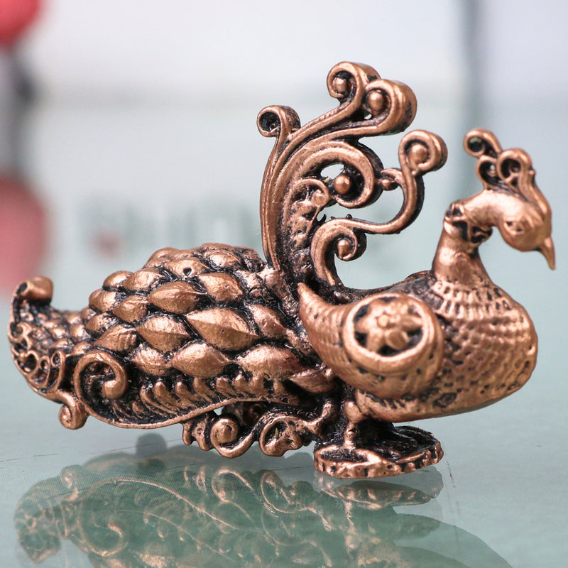Copper Peacock Brooch Mayur Mor Pankh Pin Traditional Shilpa Vigraha Pooja Decor 4cm, Brown, 1.5 Inch, 1 Piece