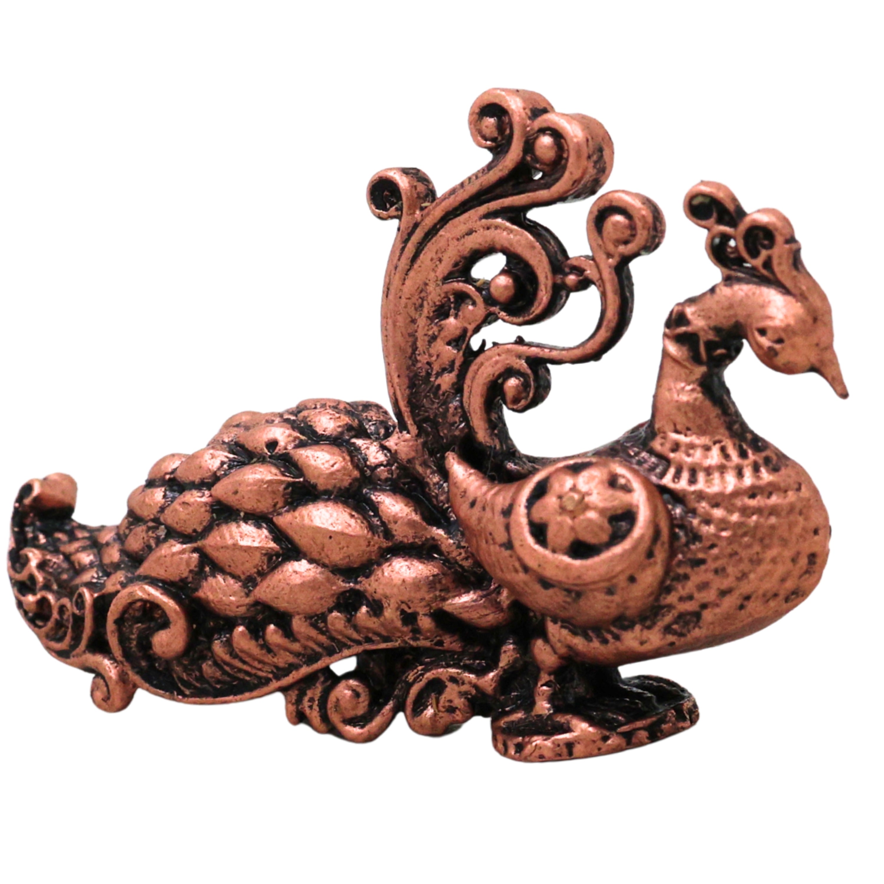 Copper Peacock Brooch Mayur Mor Pankh Pin Traditional Shilpa Vigraha Pooja Decor 4cm, Brown, 1.5 Inch, 1 Piece