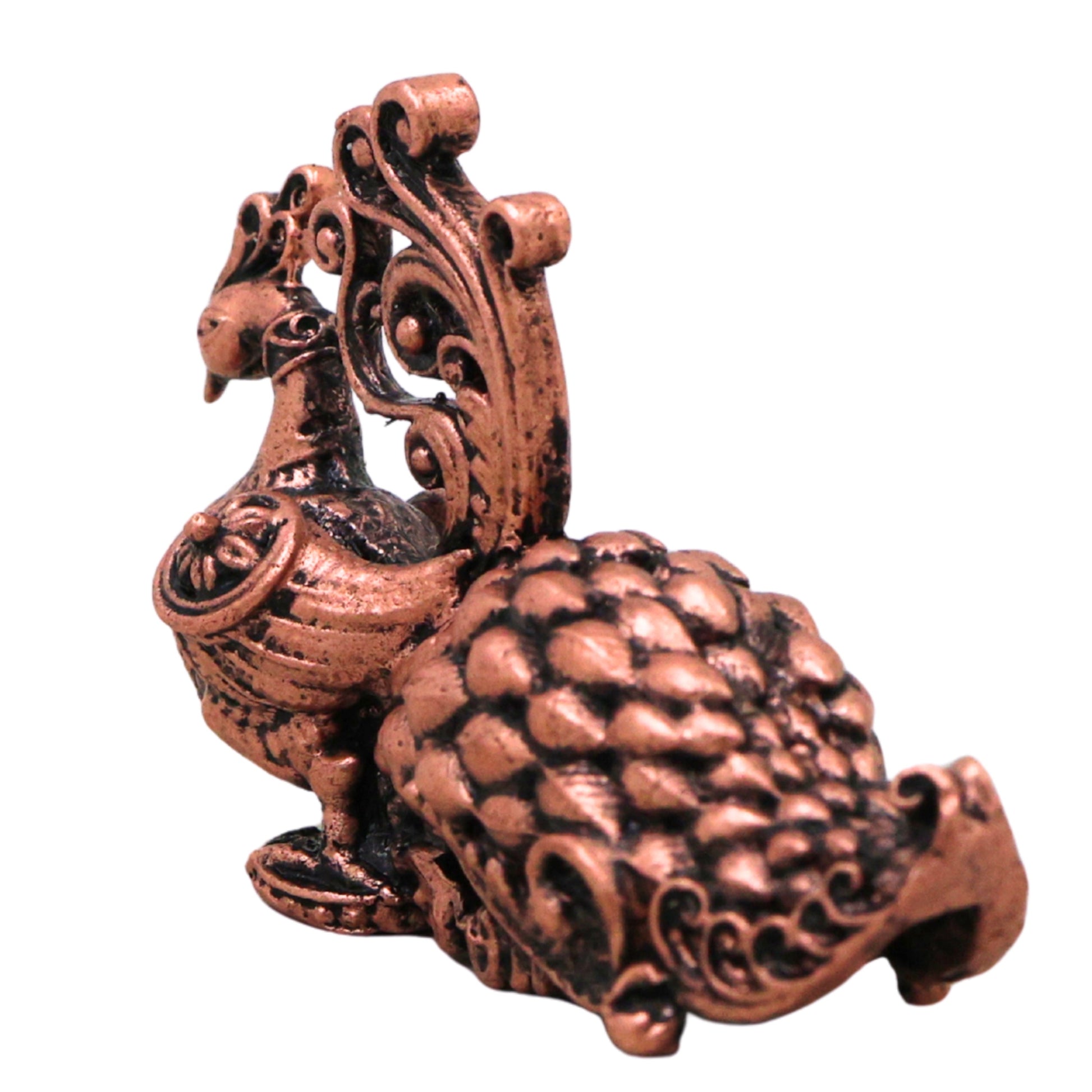 Copper Peacock Brooch Mayur Mor Pankh Pin Traditional Shilpa Vigraha Pooja Decor 4cm, Brown, 1.5 Inch, 1 Piece