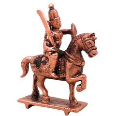 Copper Kalki Avatar Vishnu Idol Horse Rider Kalki Bhagwan Narayan Murti for Puja Home Temple Decor, Brown,  2.7 Inch, 1 Piece
