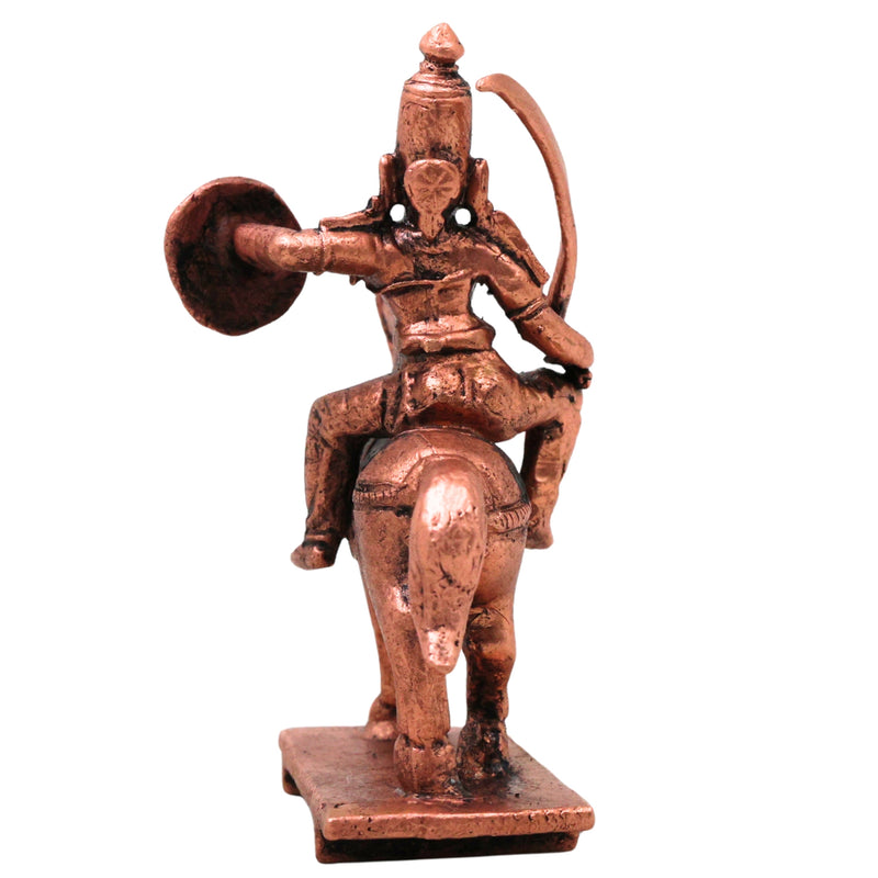 Copper Kalki Avatar Vishnu Idol Horse Rider Kalki Bhagwan Narayan Murti for Puja Home Temple Decor, Brown,  2.7 Inch, 1 Piece