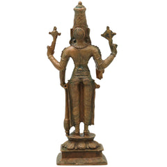 Bronze Vishnu Idol Narayana Mahavishnu Perumal Balaji Venkateswara Murti Puja Statue Home Decor, Brown, 8 Inch, 1 Piece