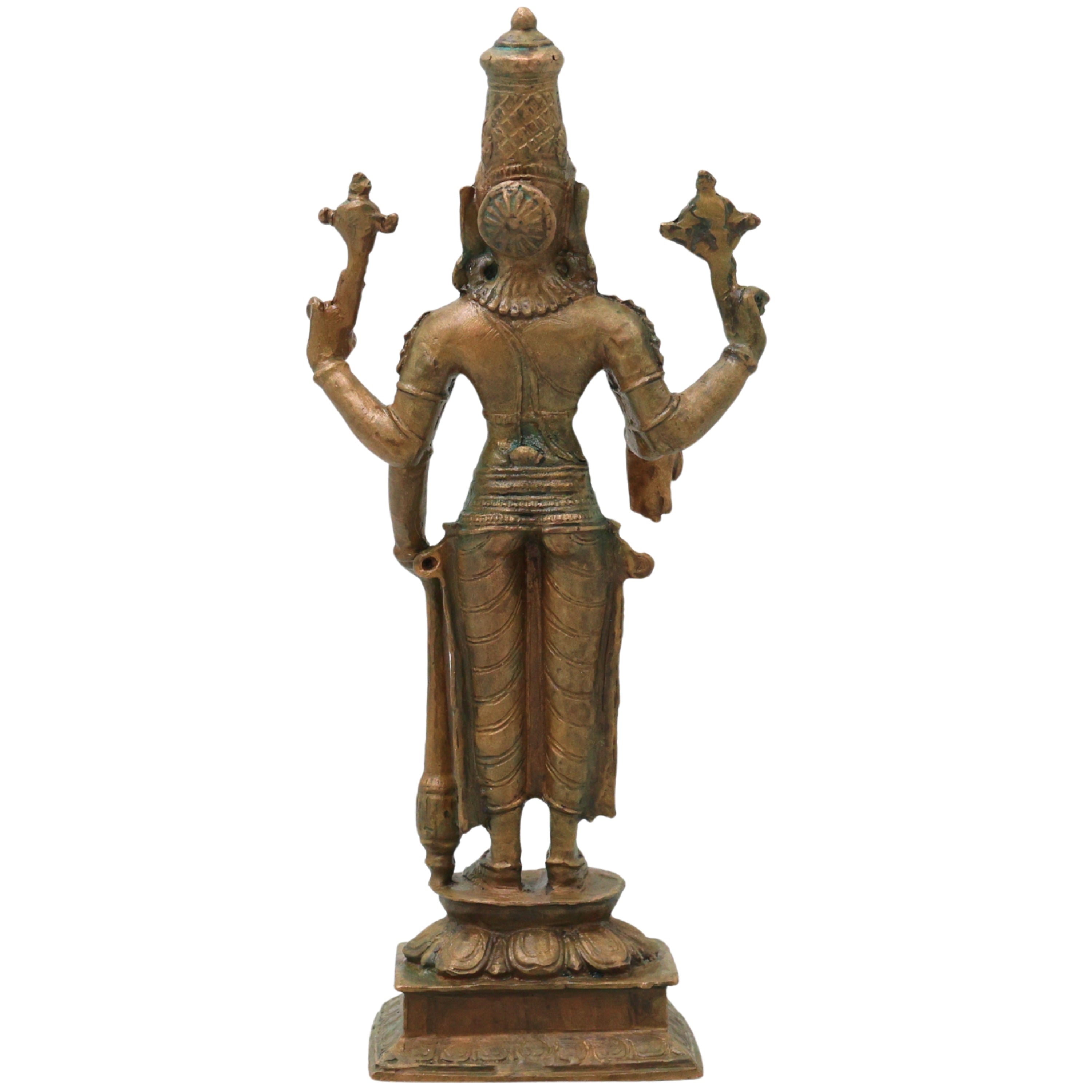 Bronze Vishnu Idol Narayana Mahavishnu Perumal Balaji Venkateswara Murti Puja Statue Home Decor, Brown, 8 Inch, 1 Piece