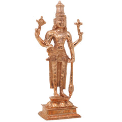 Bronze Vishnu Idol Narayana Perumal Mahavishnu Balaji Venkateswara Srinivasa Govinda Murti for Pooja Home Decor Temple Statue, Gold, 8 Inch, 1 Piece