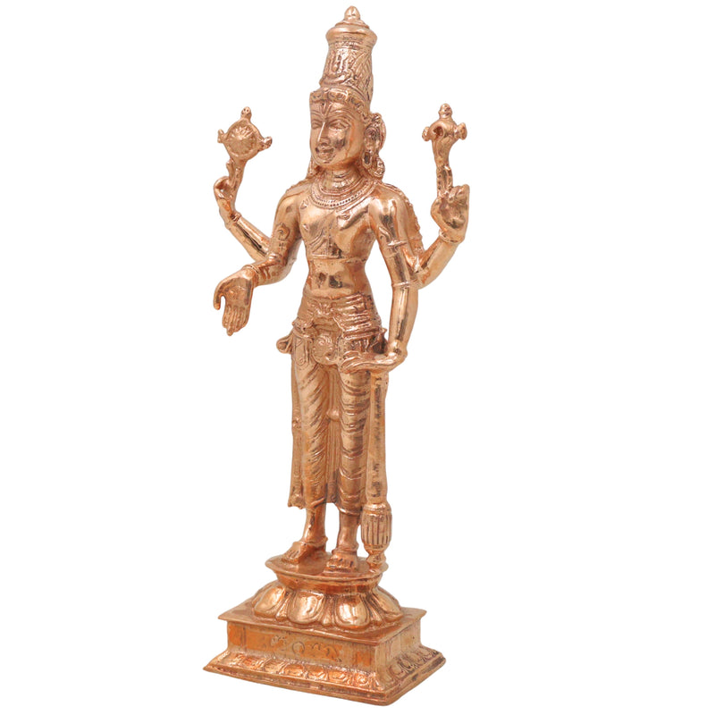 Bronze Vishnu Idol Narayana Perumal Mahavishnu Balaji Venkateswara Srinivasa Govinda Murti for Pooja Home Decor Temple Statue, Gold, 8 Inch, 1 Piece