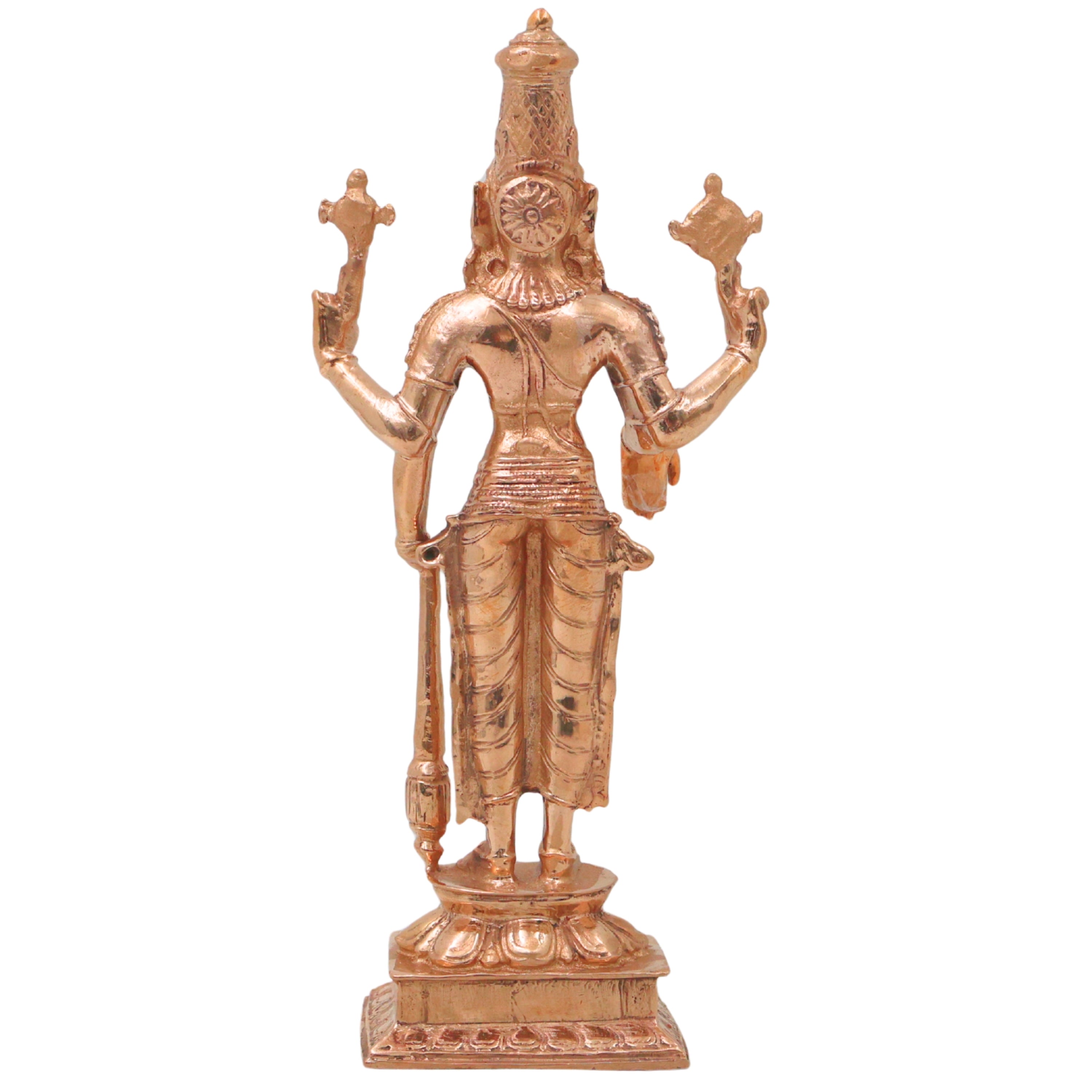 Bronze Vishnu Idol Narayana Perumal Mahavishnu Balaji Venkateswara Srinivasa Govinda Murti for Pooja Home Decor Temple Statue, Gold, 8 Inch, 1 Piece