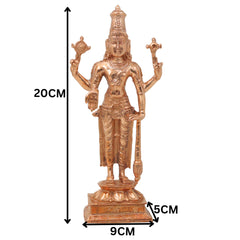 Bronze Vishnu Idol Narayana Perumal Mahavishnu Balaji Venkateswara Srinivasa Govinda Murti for Pooja Home Decor Temple Statue, Gold, 8 Inch, 1 Piece