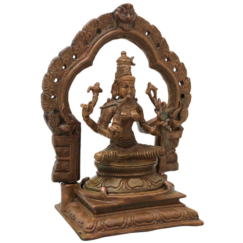 Bronze Rajarajeshwari Idol Kamakshi, Lalita Tripura Sundari Devi Murti Sri Vidya Parameshwari Shakti Statue for Pooja Mandir Home Decor, Brown, 5 Inch, 1 Piece