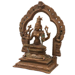 Bronze Rajarajeshwari Idol Kamakshi, Lalita Tripura Sundari Devi Murti Sri Vidya Parameshwari Shakti Statue for Pooja Mandir Home Decor, Brown, 5 Inch, 1 Piece