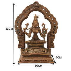 Bronze Rajarajeshwari Idol Kamakshi, Lalita Tripura Sundari Devi Murti Sri Vidya Parameshwari Shakti Statue for Pooja Mandir Home Decor, Brown, 5 Inch, 1 Piece