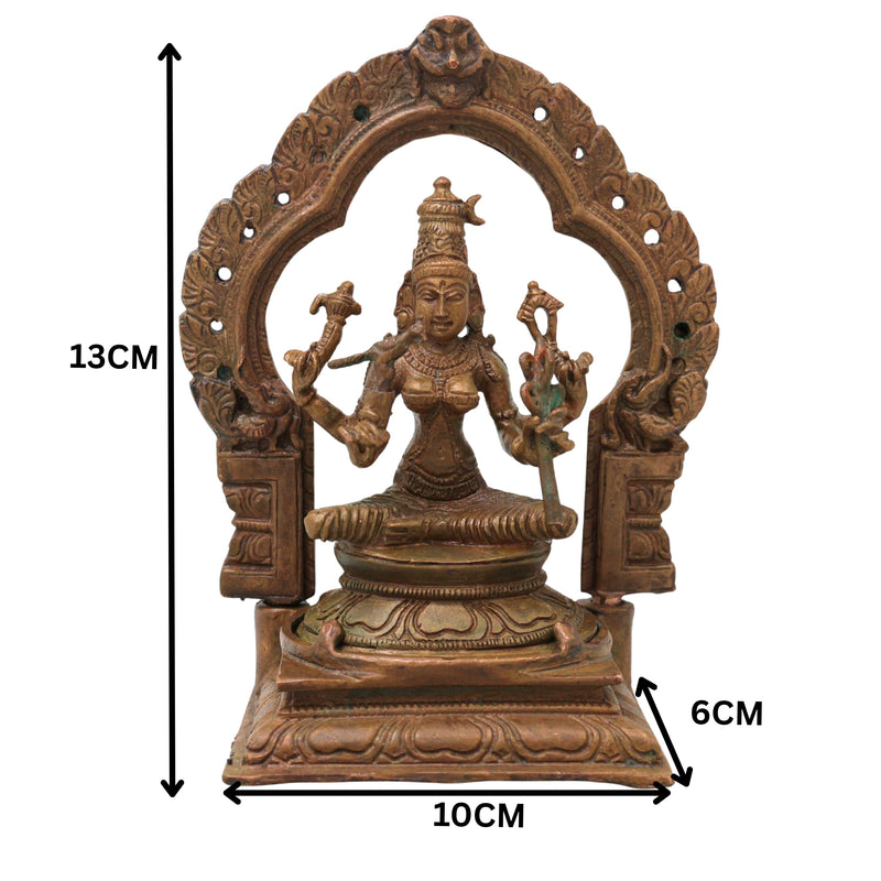 Bronze Rajarajeshwari Idol Kamakshi, Lalita Tripura Sundari Devi Murti Sri Vidya Parameshwari Shakti Statue for Pooja Mandir Home Decor, Brown, 5 Inch, 1 Piece