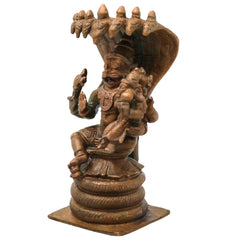 Bronze Lakshmi Narasimha Idol Ugra Narasimha Swamy Narahari Murti Vishnu Avatar Statue for Puja Mandir Home Decor, Brown, 4 Inch, 1 Piece