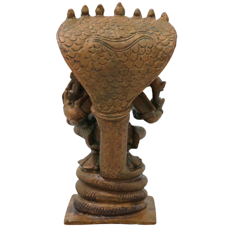 Bronze Lakshmi Narasimha Idol Ugra Narasimha Swamy Narahari Murti Vishnu Avatar Statue for Puja Mandir Home Decor, Brown, 4 Inch, 1 Piece