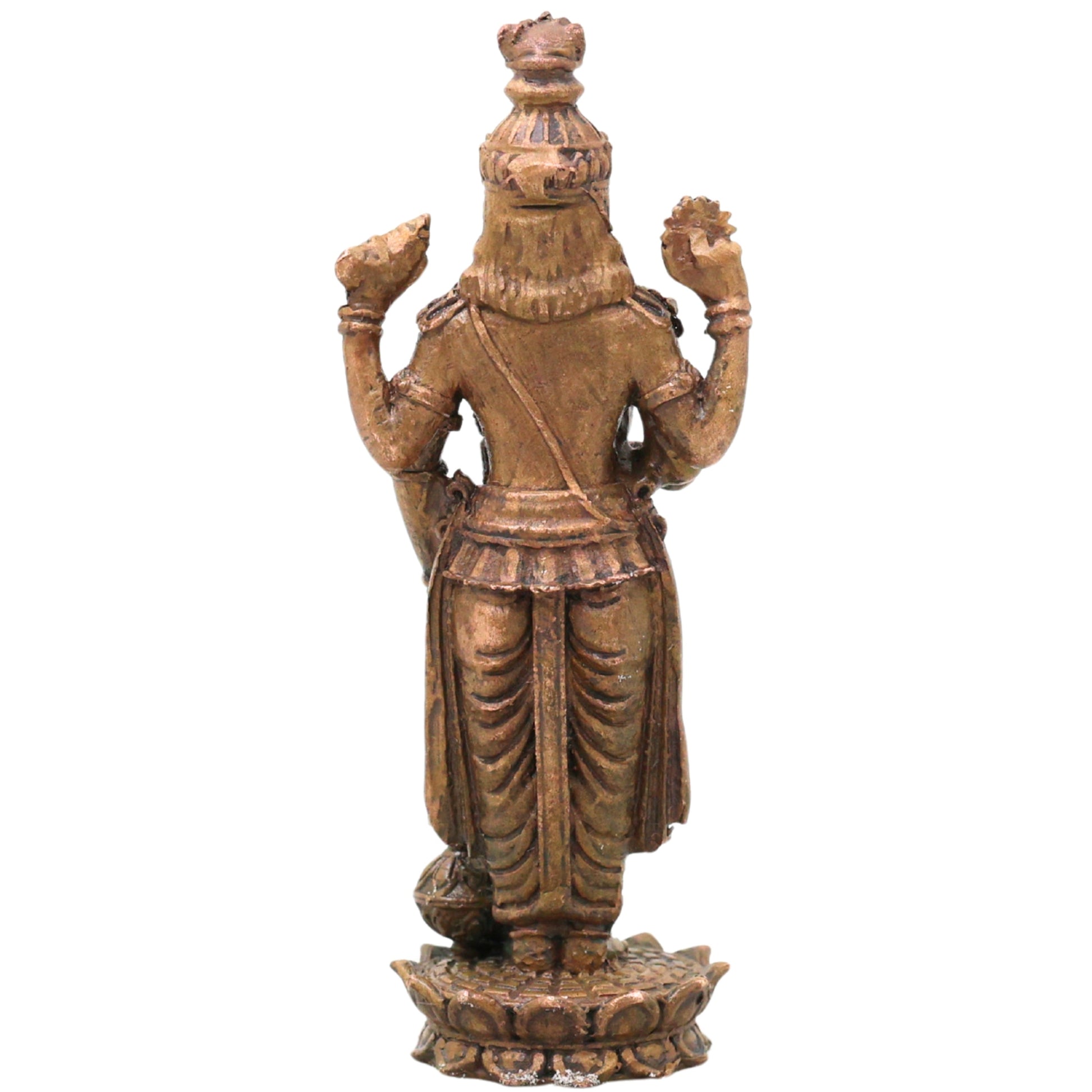 Bronze Vishnu Idol Narayana Perumal Mahavishnu Balaji Venkateswara Murti for Pooja Home Decor, Brown, 4 Inch, 1 Piece