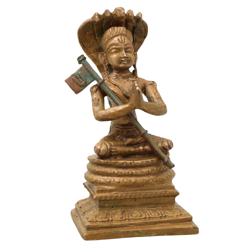 Bronze Manavalamamuni Idol Varavara Muni Yatindra Pravanar Sri Vaishnava Acharya Murti Panchaloha Style Statue for Pooja Mandir Home Decor Gift, Brown, 3 Inch, 1 Piece