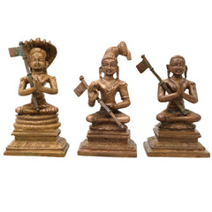 Bronze Ramanuja Nammalvar Manavala Mamunigal Idol Set Vaishnava Acharya Panchaloha Style Murti for Pooja Mandir Decor, Brown, 3 Inch, 3 Piece