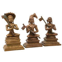 Bronze Ramanuja Nammalvar Manavala Mamunigal Idol Set Vaishnava Acharya Panchaloha Style Murti for Pooja Mandir Decor, Brown, 3 Inch, 3 Piece