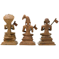 Bronze Ramanuja Nammalvar Manavala Mamunigal Idol Set Vaishnava Acharya Panchaloha Style Murti for Pooja Mandir Decor, Brown, 3 Inch, 3 Piece