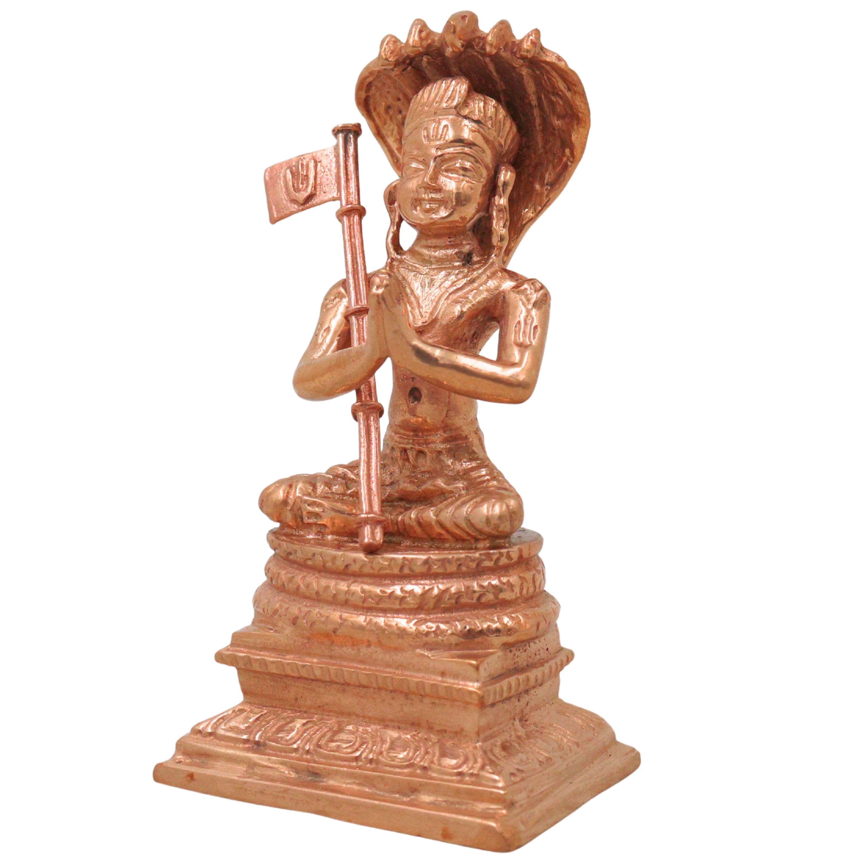 Bronze Manavalamamuni Idol Varavara Muni Yatindra Pravanar Sri Vaishnava Acharya Panchaloha Style Murti Statue for Pooja Mandir Home Decor, Gold, 3 Inch, 1 Piece
