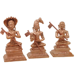 Bronze Manavala Mamunigal Nammalvar Ramanuja Idol Set Sri Vaishnava Acharya Murti Varavara Muni Satakopa Yatiraja Panchaloha Style Pooja Mandir Decor, Gold, 3 Inch, 1 Piece