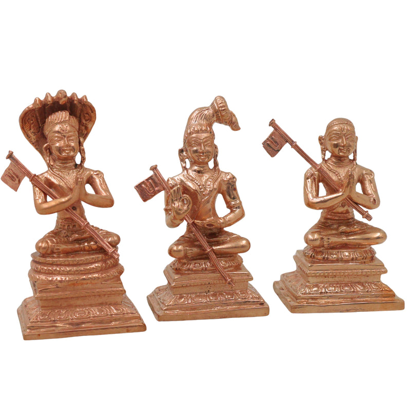 Bronze Manavala Mamunigal Nammalvar Ramanuja Idol Set Sri Vaishnava Acharya Murti Varavara Muni Satakopa Yatiraja Panchaloha Style Pooja Mandir Decor, Gold, 3 Inch, 1 Piece