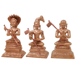 Bronze Manavala Mamunigal Nammalvar Ramanuja Idol Set Sri Vaishnava Acharya Murti Varavara Muni Satakopa Yatiraja Panchaloha Style Pooja Mandir Decor, Gold, 3 Inch, 1 Piece