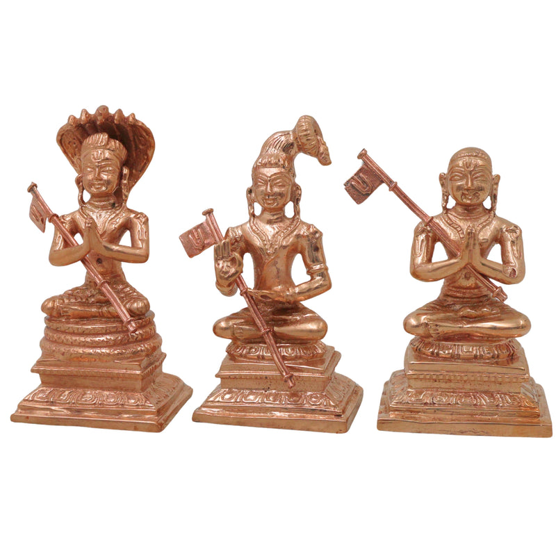 Bronze Manavala Mamunigal Nammalvar Ramanuja Idol Set Sri Vaishnava Acharya Murti Varavara Muni Satakopa Yatiraja Panchaloha Style Pooja Mandir Decor, Gold, 3 Inch, 1 Piece