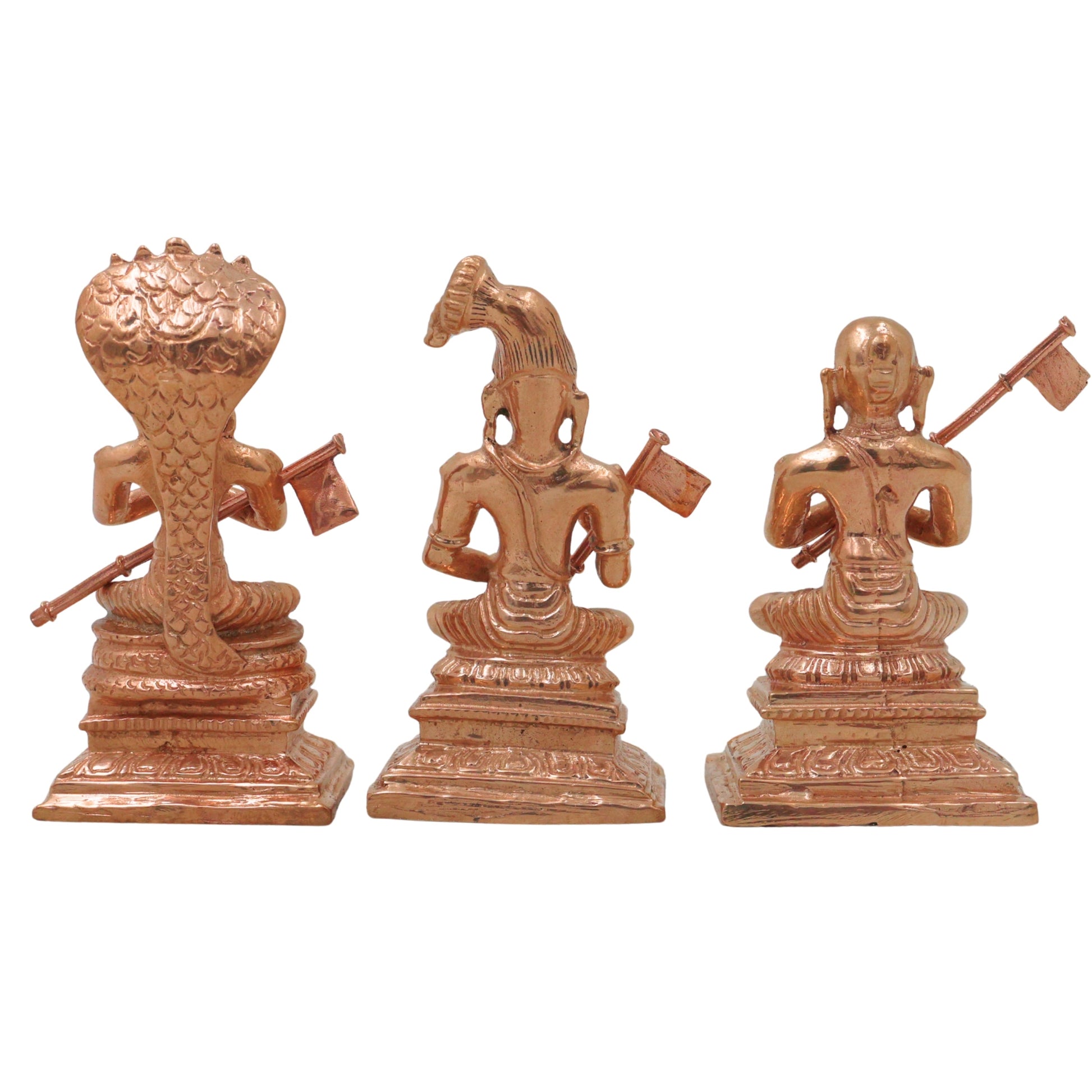 Bronze Manavala Mamunigal Nammalvar Ramanuja Idol Set Sri Vaishnava Acharya Murti Varavara Muni Satakopa Yatiraja Panchaloha Style Pooja Mandir Decor, Gold, 3 Inch, 1 Piece