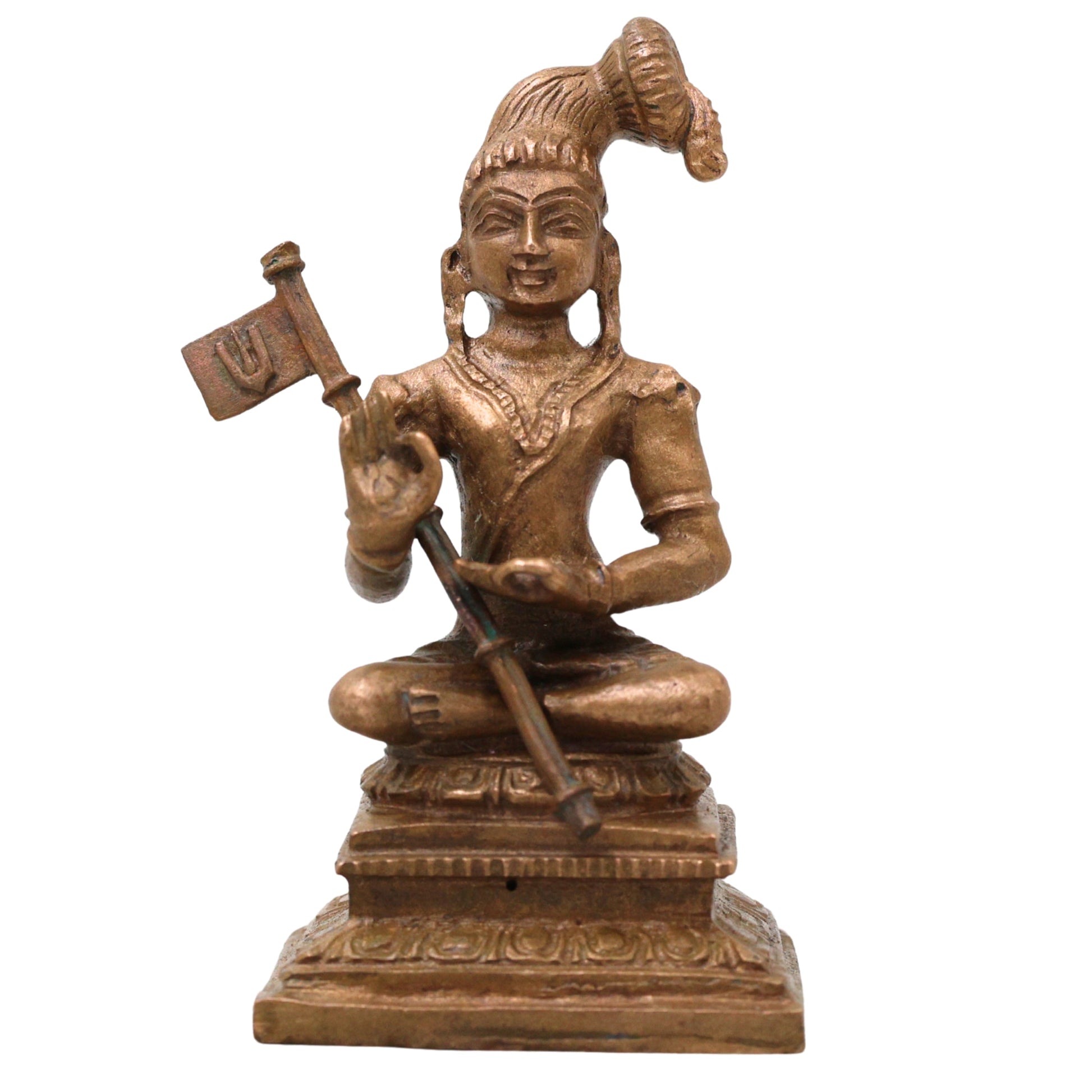 Bronze Nammalvar Alwar Idol Satakopan Nammazhvar Murti Vaishnava Saint Statue for Pooja Home Decor, Brown, 3 Inch, 1 Piece