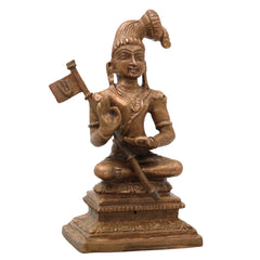 Bronze Nammalvar Alwar Idol Satakopan Nammazhvar Murti Vaishnava Saint Statue for Pooja Home Decor, Brown, 3 Inch, 1 Piece