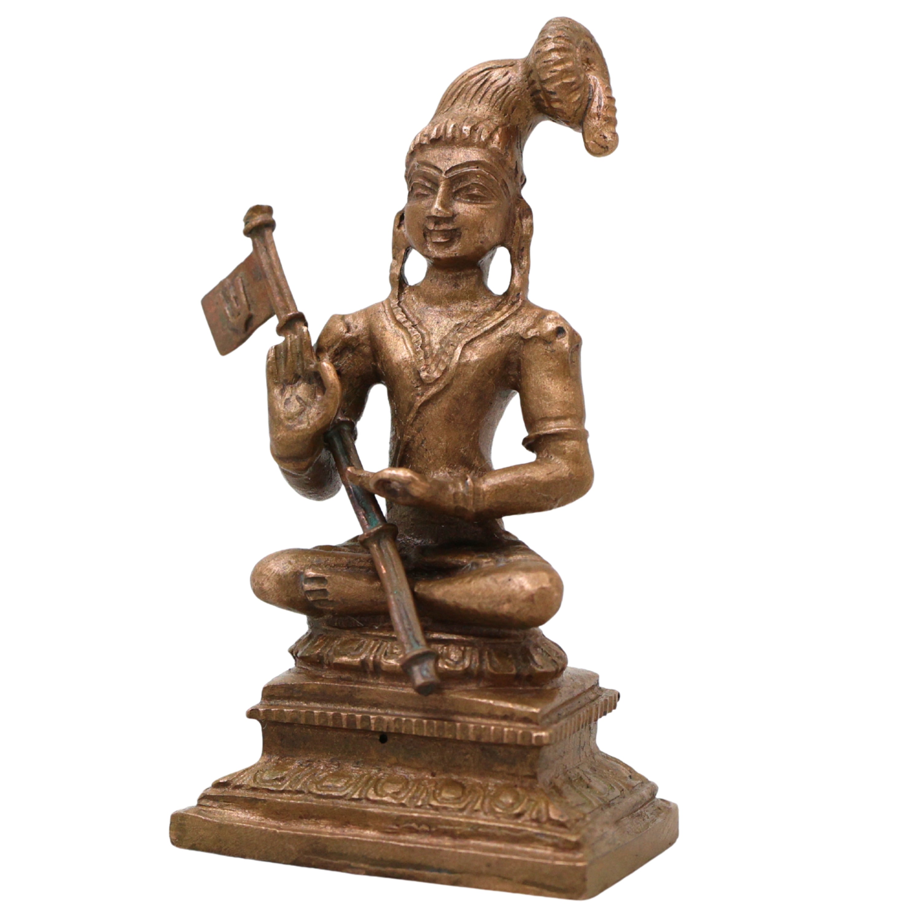 Bronze Nammalvar Alwar Idol Satakopan Nammazhvar Murti Vaishnava Saint Statue for Pooja Home Decor, Brown, 3 Inch, 1 Piece