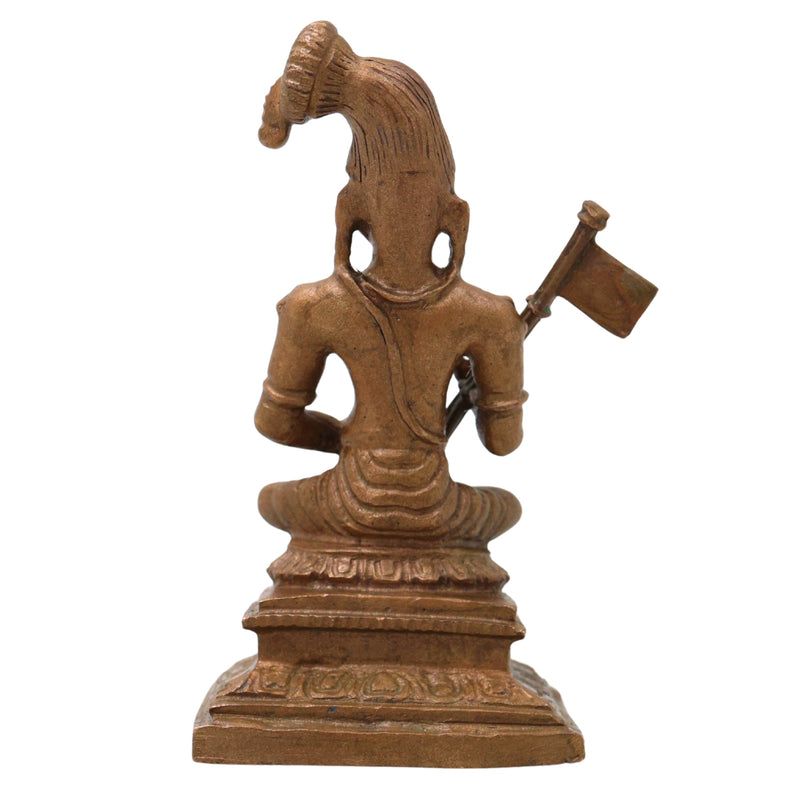 Bronze Nammalvar Alwar Idol Satakopan Nammazhvar Murti Vaishnava Saint Statue for Pooja Home Decor, Brown, 3 Inch, 1 Piece