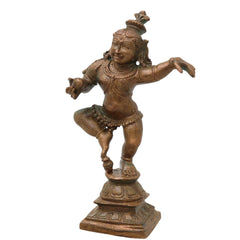 Bronze Krishna Idol Laddu Gopal, Murli, Manohar, Govind Bal Krishna Statue for Pooja Home Decor, Brown, 4.5 Inch, 1 Piece