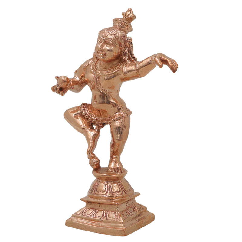 Bronze Krishna Idol Laddu Gopal, Venugopal Murli Manohar Govind Gopal Statue for Pooja Decor, Gold, 4.5 Inch, 1 Piece