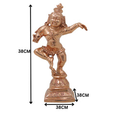 Bronze Krishna Idol Laddu Gopal, Venugopal Murli Manohar Govind Gopal Statue for Pooja Decor, Gold, 4.5 Inch, 1 Piece