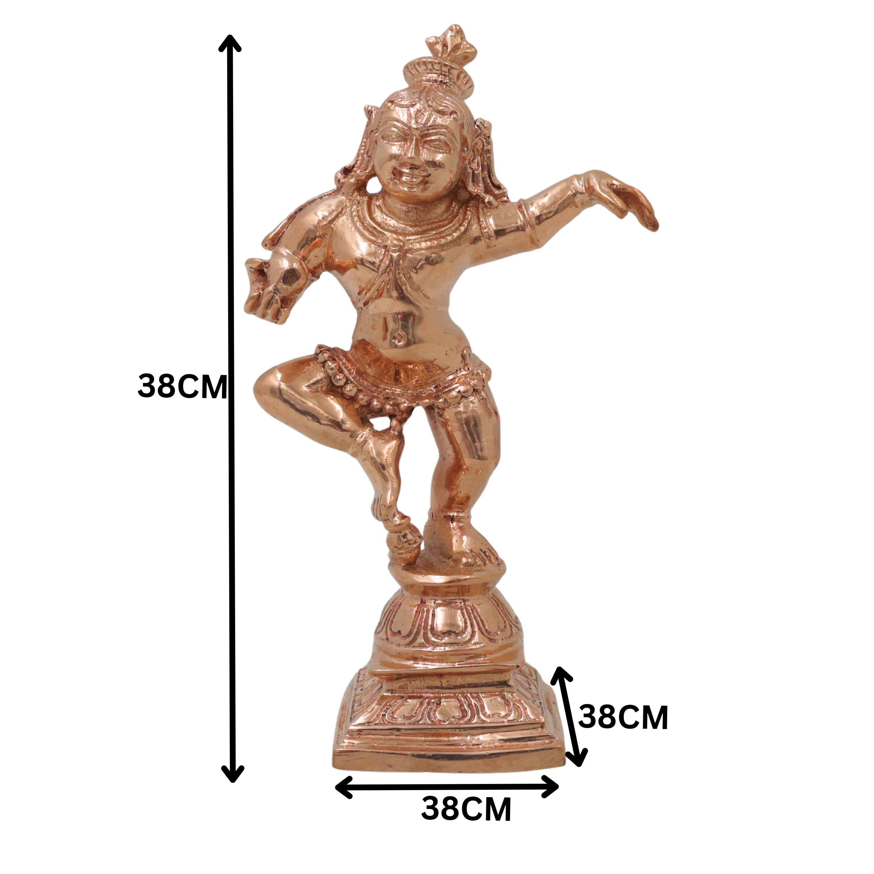 Bronze Krishna Idol Laddu Gopal, Venugopal Murli Manohar Govind Gopal Statue for Pooja Decor, Gold, 4.5 Inch, 1 Piece