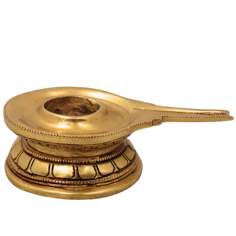 Brass Shaligram Stand Peetham Saligram Yoni Base Puja Chowki Mandir Asana Peetal Pital Pittal Simhasanam Holder, Gold, 1.5 Inch, 1 Piece