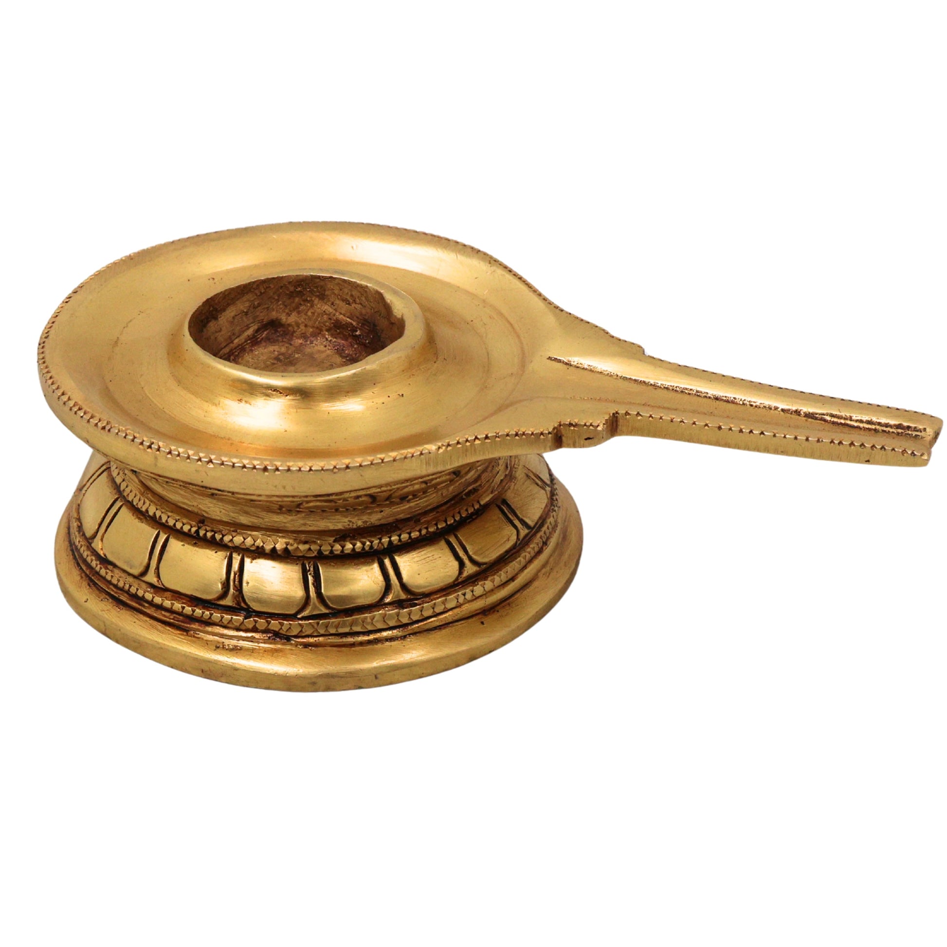 Brass Shaligram Stand Peetham Saligram Yoni Base Puja Chowki Mandir Asana Peetal Pital Pittal Simhasanam Holder, Gold, 1.5 Inch, 1 Piece