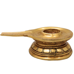 Brass Shaligram Stand Peetham Saligram Yoni Base Puja Chowki Mandir Asana Peetal Pital Pittal Simhasanam Holder, Gold, 1.5 Inch, 1 Piece
