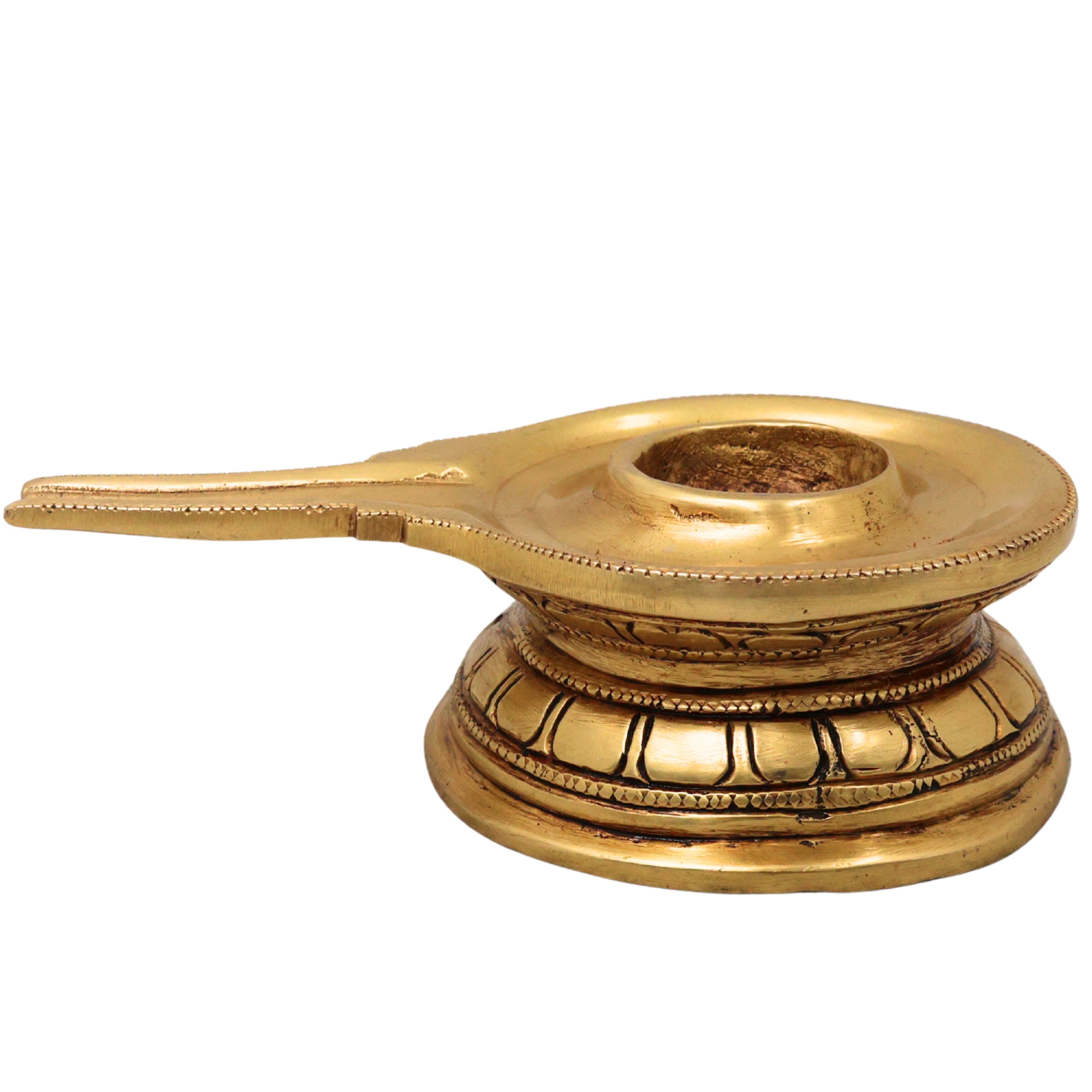 Brass Shaligram Stand Peetham Saligram Yoni Base Puja Chowki Mandir Asana Peetal Pital Pittal Simhasanam Holder, Gold, 1.5 Inch, 1 Piece